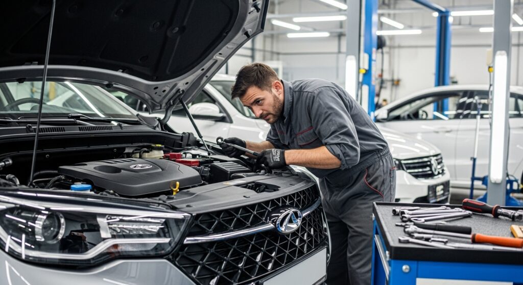 Chery repairing in showroom