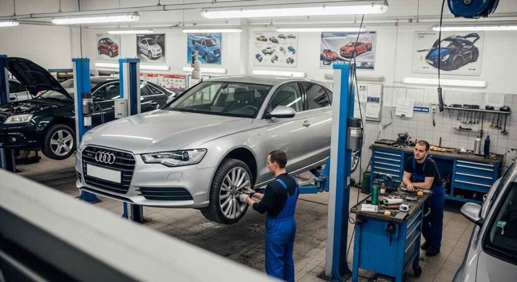 Audi tire repairing