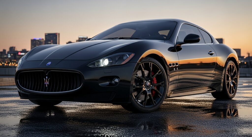 Maserati on wet road