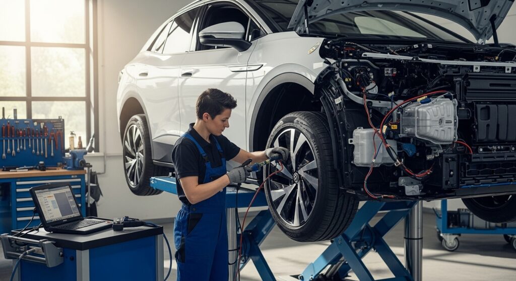 Tire repair in show room
