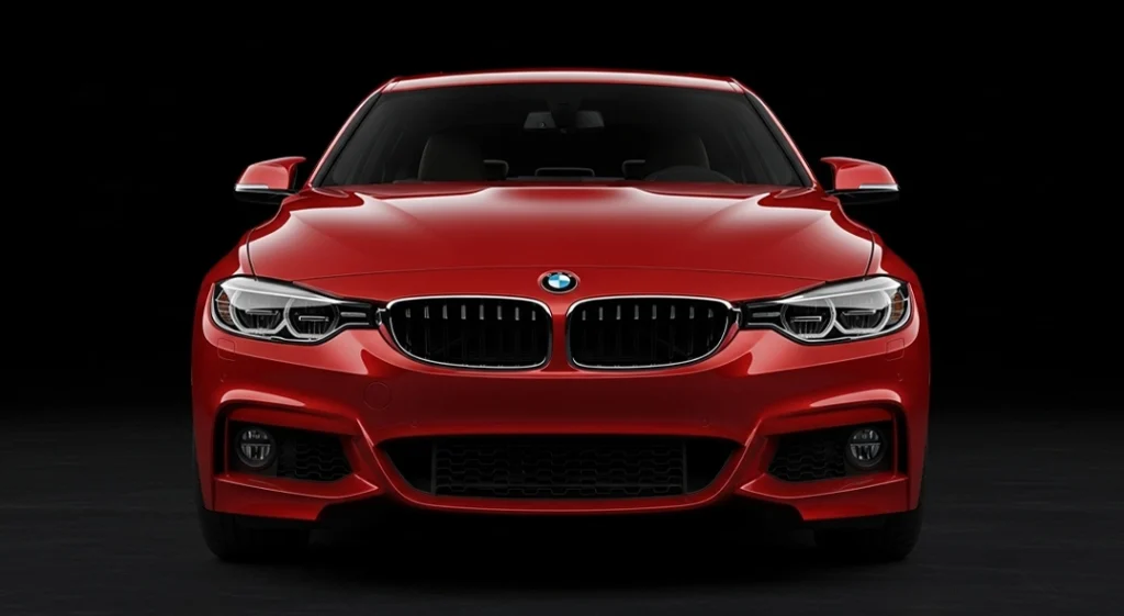 Red BMW car Front